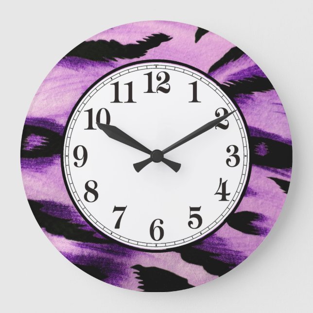 Purple Leopard Large Clock (Front)