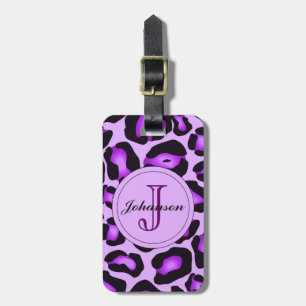 Purple Leopard Luggage Tag