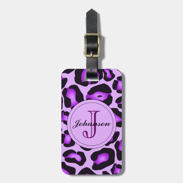 Purple Leopard Luggage Tag (Front Vertical)