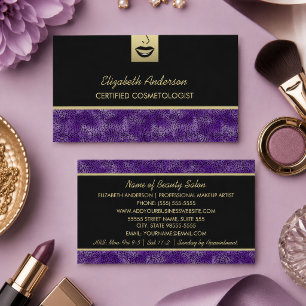 Purple Leopard Makeup Artist Business Card