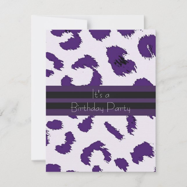 Purple Leopard Pattern Birthday Party Invitation (Front)