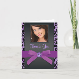 Purple Leopard Photo Thank You Cards
