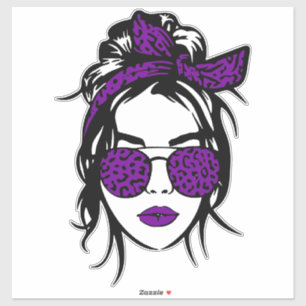 Purple leopard print bandanna and glasses