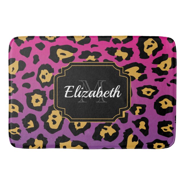 Purple Leopard Print Bath Mat (Front)