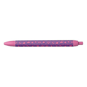 Purple Leopard Print Black Ink Pen