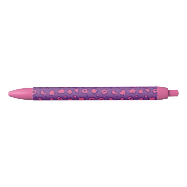 Purple Leopard Print Black Ink Pen (Front)