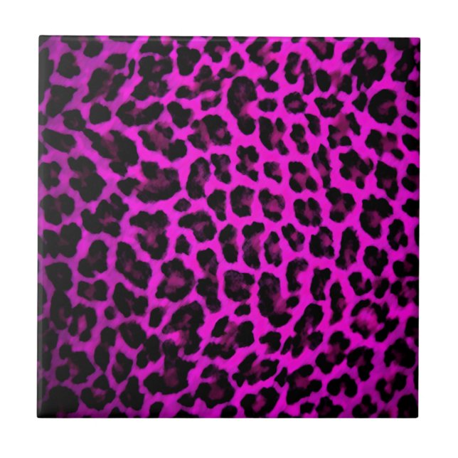 Purple Leopard Print Ceramic Tile (Front)