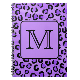 Purple Leopard Print Custom Monogram. Notebook