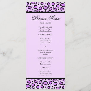 Purple Leopard Print Custom Slim Dinner Menu