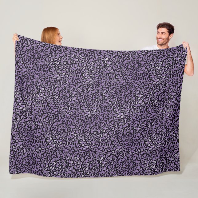 Purple Leopard Print Fleece Blanket (In Situ)
