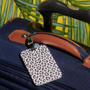 Purple Leopard Print Luggage Tag