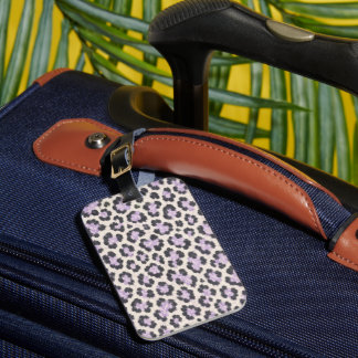 Purple Leopard Print Luggage Tag