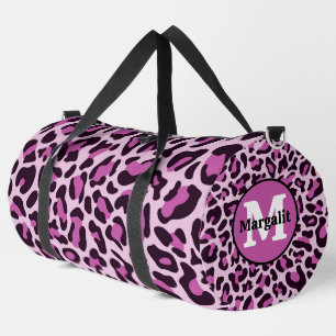 Purple Leopard Print Monogram Large Duffel Bag