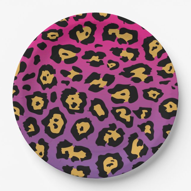 Purple Leopard Print Paper Plate (Front)