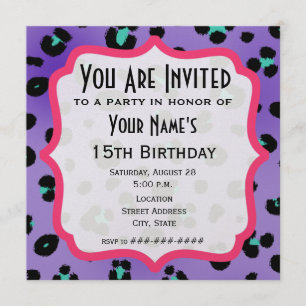 Purple Leopard Print Party Invitation