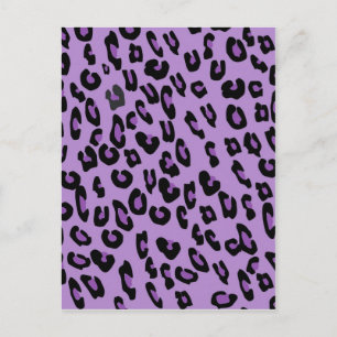 Purple leopard print pattern postcard