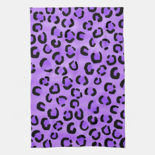 Purple Leopard Print Pattern. Tea Towel
