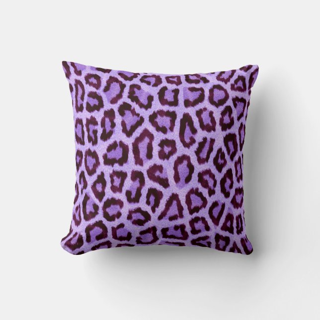 purple leopard print pattern - wild fun punk rock cushion (Front)