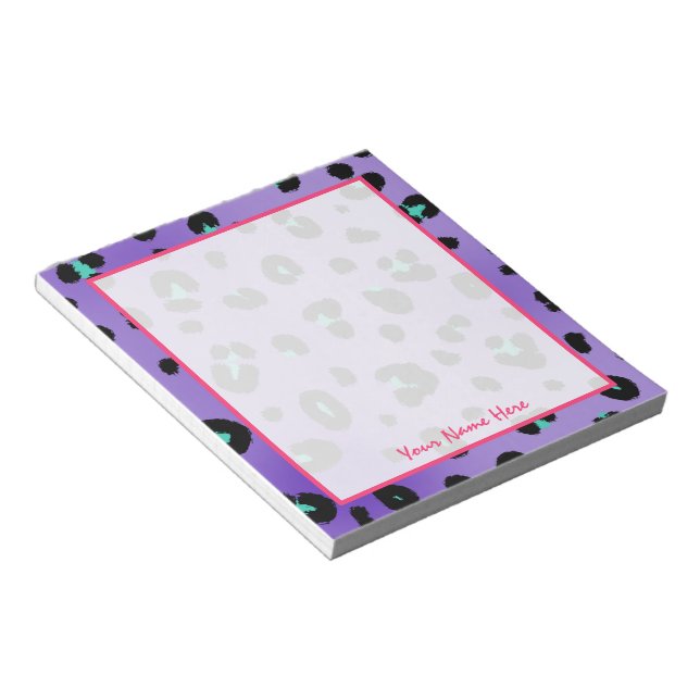 Purple Leopard Print Personalised Notepad (Angled)