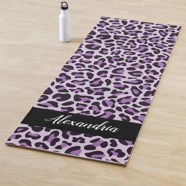 Purple Leopard Print Personalised Pilates Yoga Mat (In Situ)