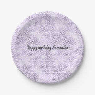 Purple Leopard Print personalized Paper Plate