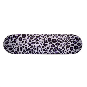 Purple leopard print skateboard