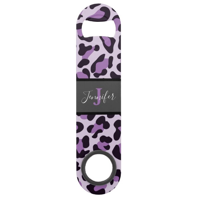 Purple Leopard Print Speed Bottle Opener (Front)