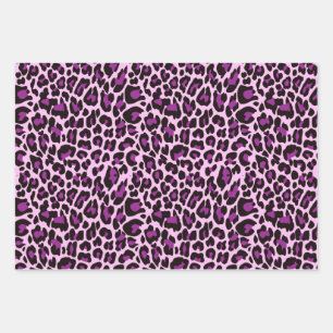 Purple Leopard Print Wrapping Paper Sheet