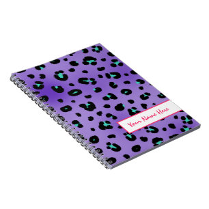 Purple Leopard Spiral Personalised Notebook