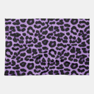 Purple Leopard Spots Print Pattern Tea Towel