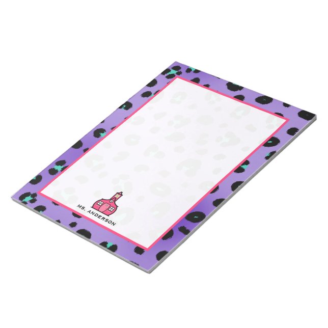 Purple Leopard Teacher Notepad (Angled)