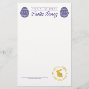 Purple Letter From The Easter Bunny Blank