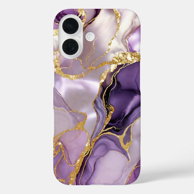 Purple Levander Marble Phone Case Gold Luxury (Back)