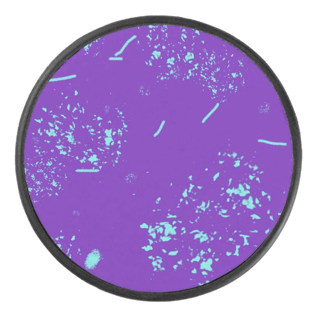 Purple Light Blue Doodles Hockey Puck (Front)
