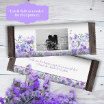 Purple, Light Blue Wedding Candy Bar Wrapper<br><div class="desc">Purple and light blue wedding multi-purpose label is versatile for chocolate candy bars, pastries, and lots of other party favours. Special desserts or take home gifts are beautiful with bride and groom's photo and special wording. DIY light beige budget paper is a great alternative for branded couple's chocolate bars and...</div>