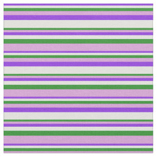 Purple, Light Cyan, Forest Green & Plum Stripes Fabric