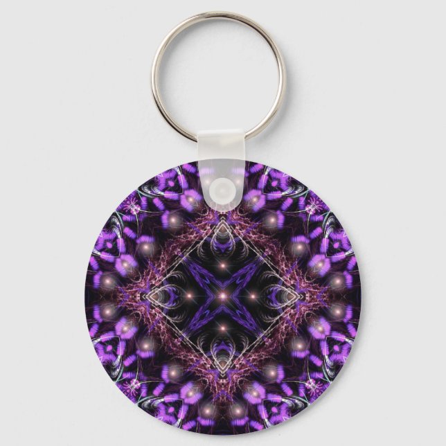 Purple Light Fractal Tapestry Keychain (Front)