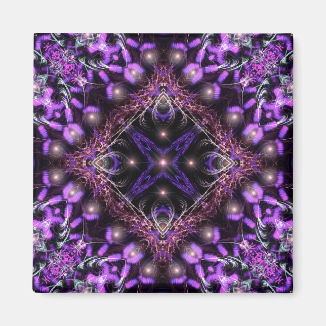 Purple Light Fractal Tapestry Magnet (Front)