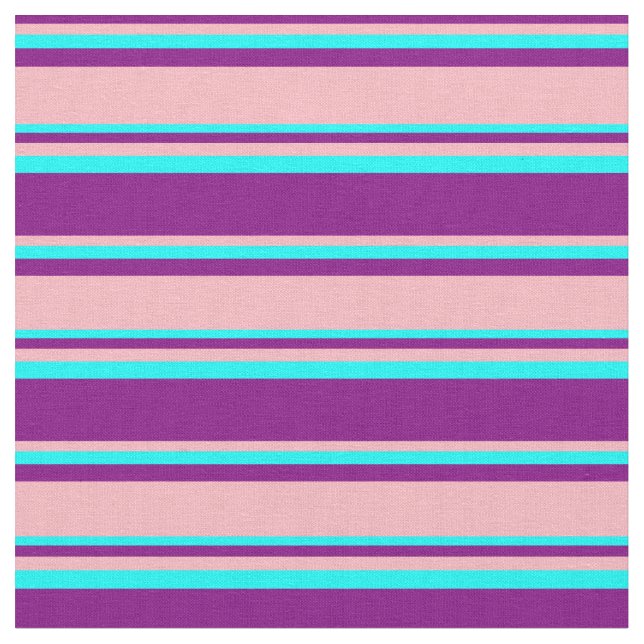 Purple, Light Pink, and Cyan Coloured Pattern Fabric (Close Up)