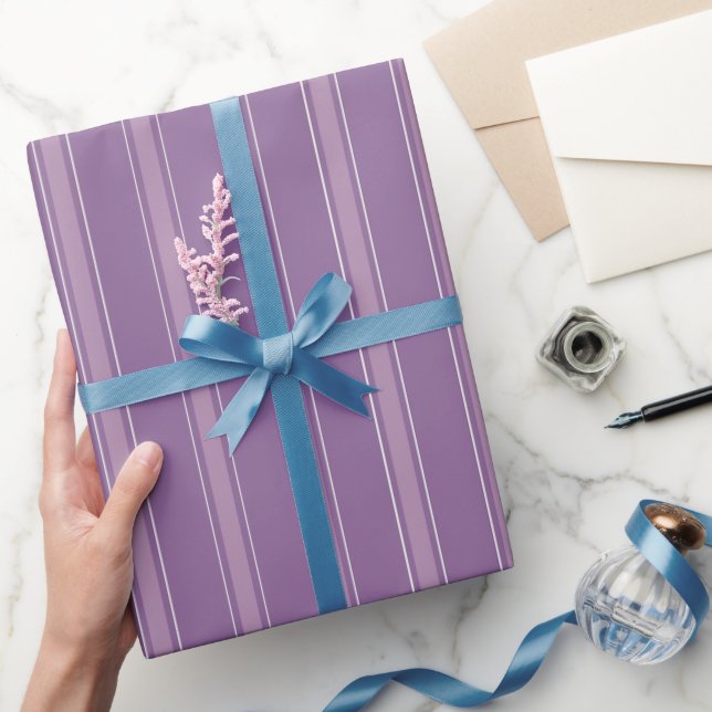 Purple & Light Purple Stripes Wrapping Paper (Gifting)