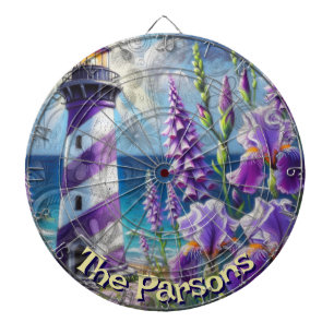 Purple Lighthouse w/Foxglove & Iris Personalised Dartboard