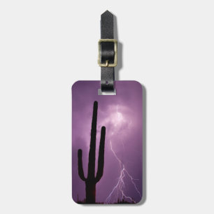 Purple lightning and cactus, AZ Luggage Tag