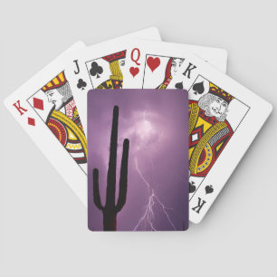 Purple lightning and cactus, AZ Playing Cards