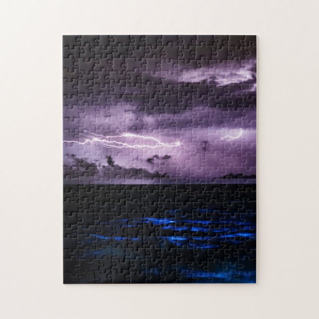 Purple Lightning at Night Jigsaw Puzzle (Vertical)