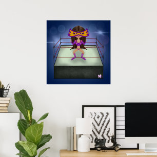 Purple Lightning brunette luchadora wrestler Poster