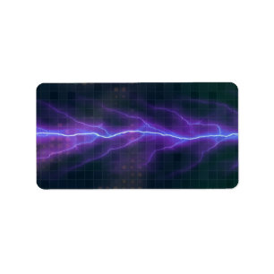 Purple Lightning Electricity Backdrop Label