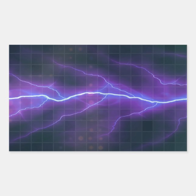 Purple Lightning Electricity Backdrop Rectangular Sticker (Front)
