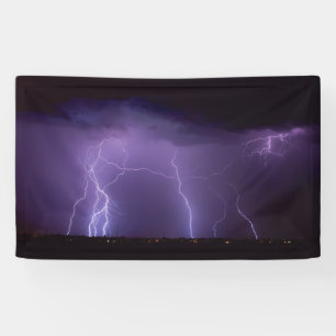 Purple Lightning in a Night Desert Thunder Storm Banner