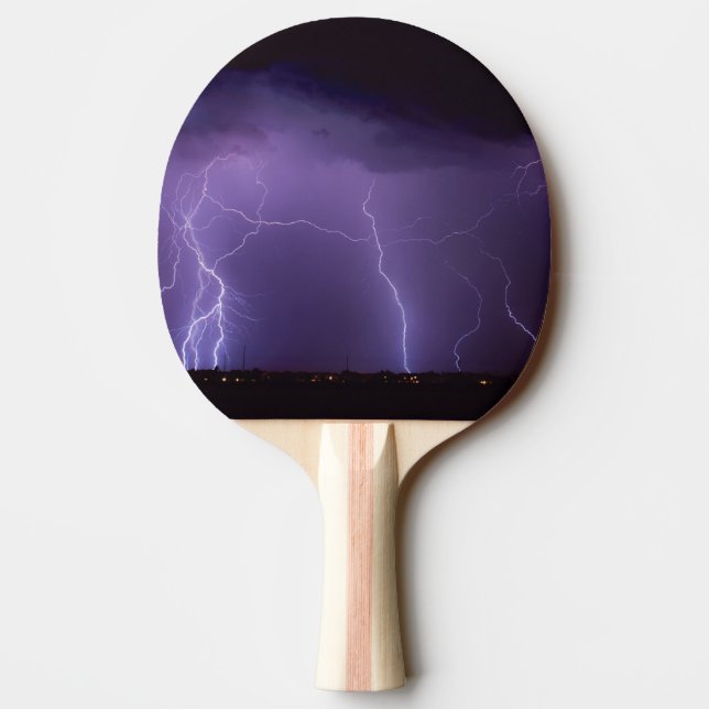 Purple Lightning in a Night Desert Thunder Storm Ping Pong Paddle (Back)