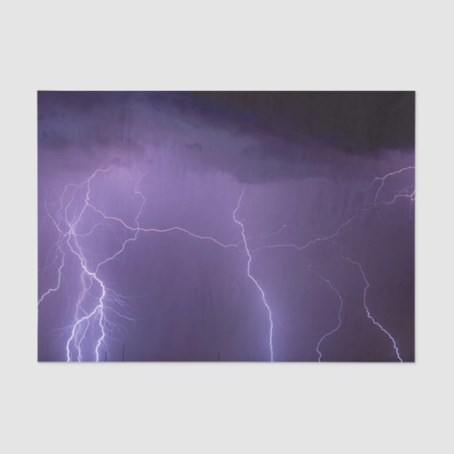 Purple Lightning in a Night Desert Thunder Storm Tissue Paper (Front)